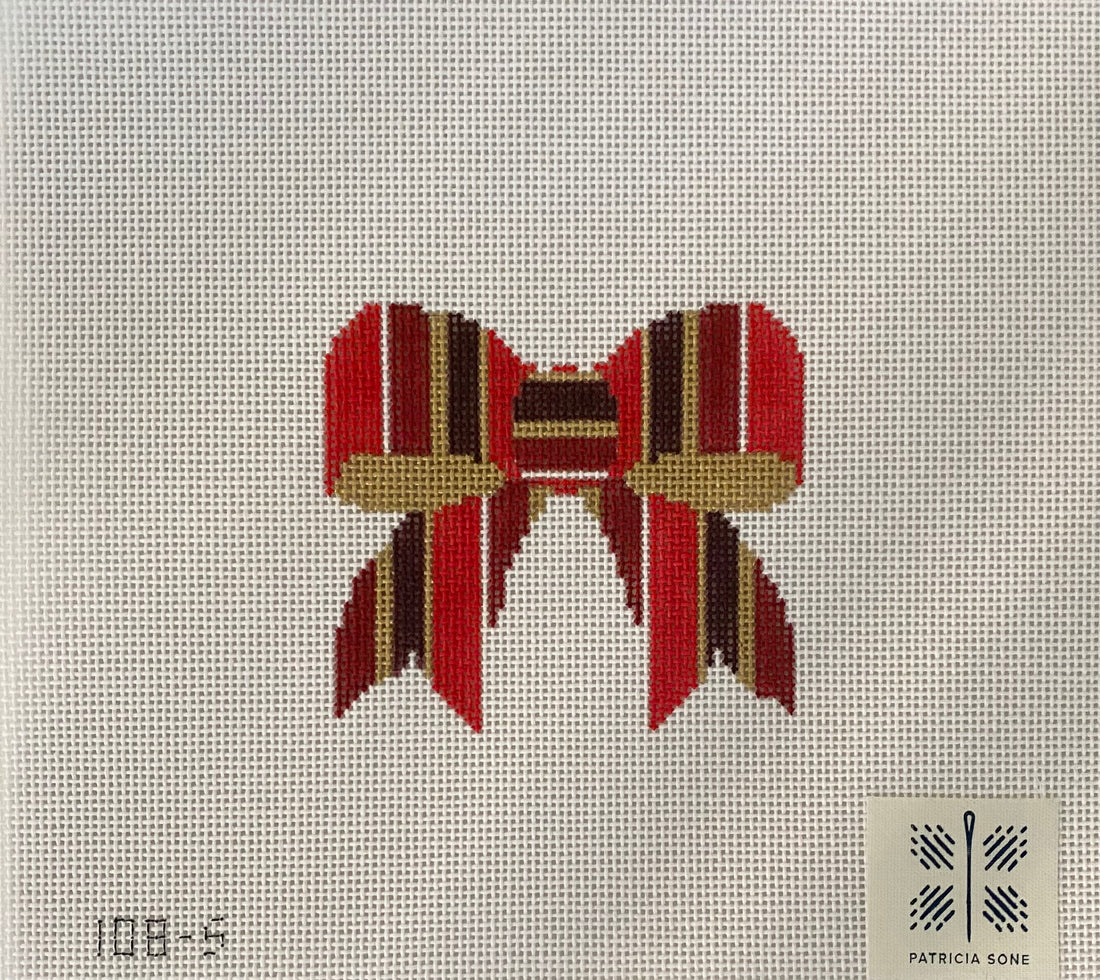Red stripe bow with stitch guide