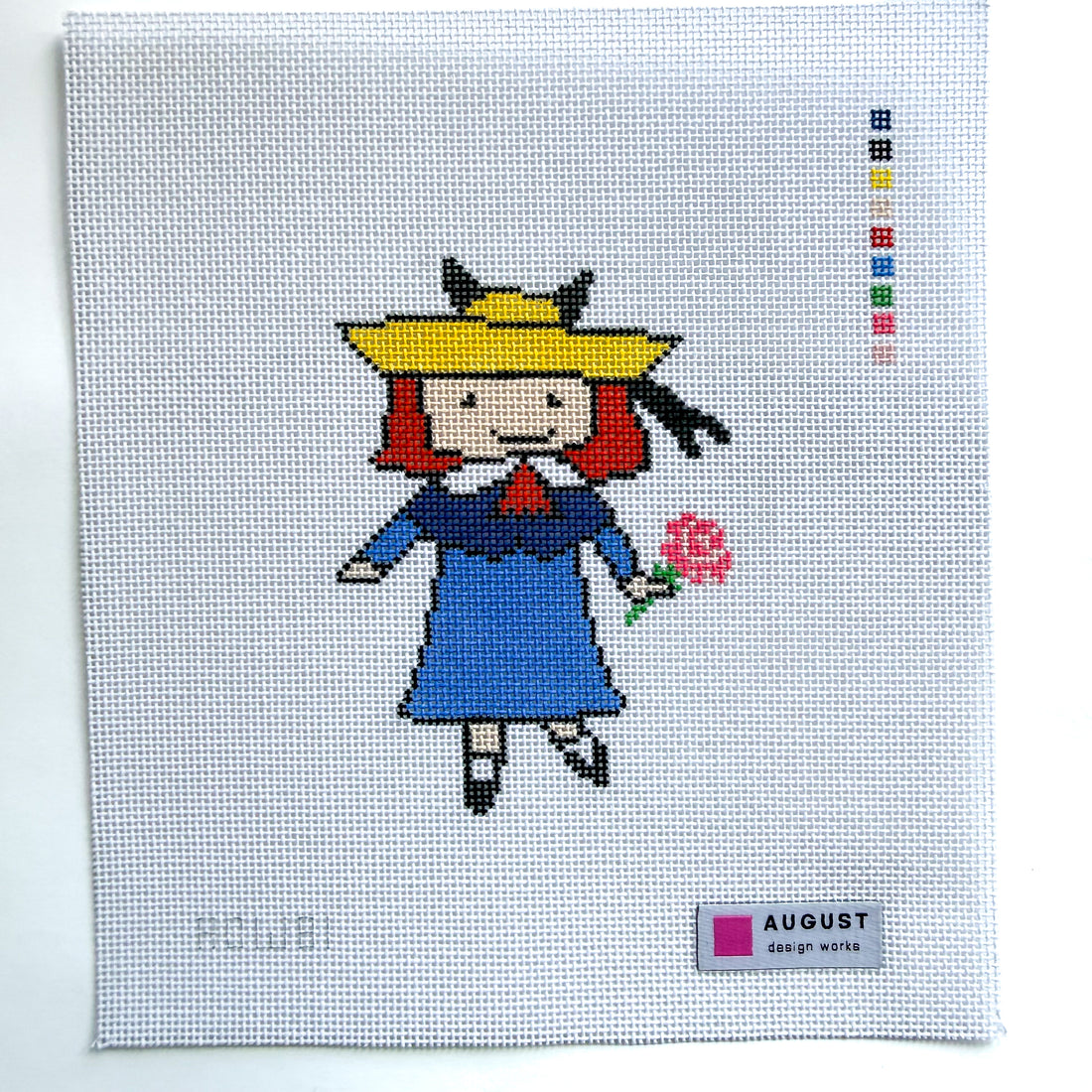 Madeline needlepoint canvas by August Design Works, 18 mesh 

3" x 4.25"