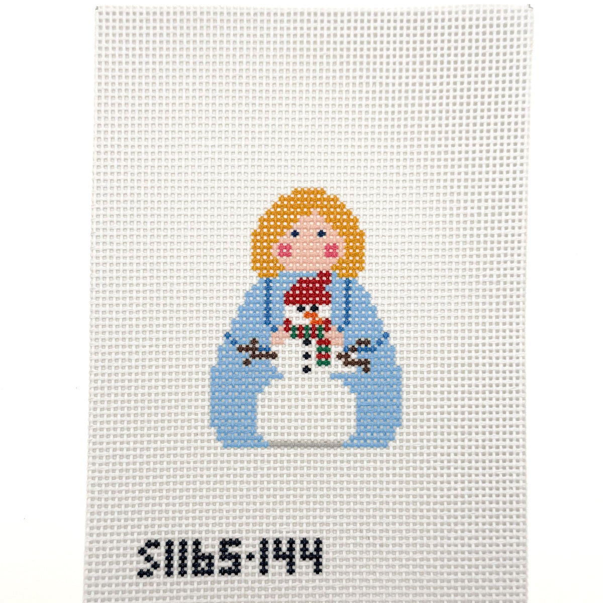 Snowman Angel needlepoint canvas by KCN, 13 mesh 
2 1/4" X 3"