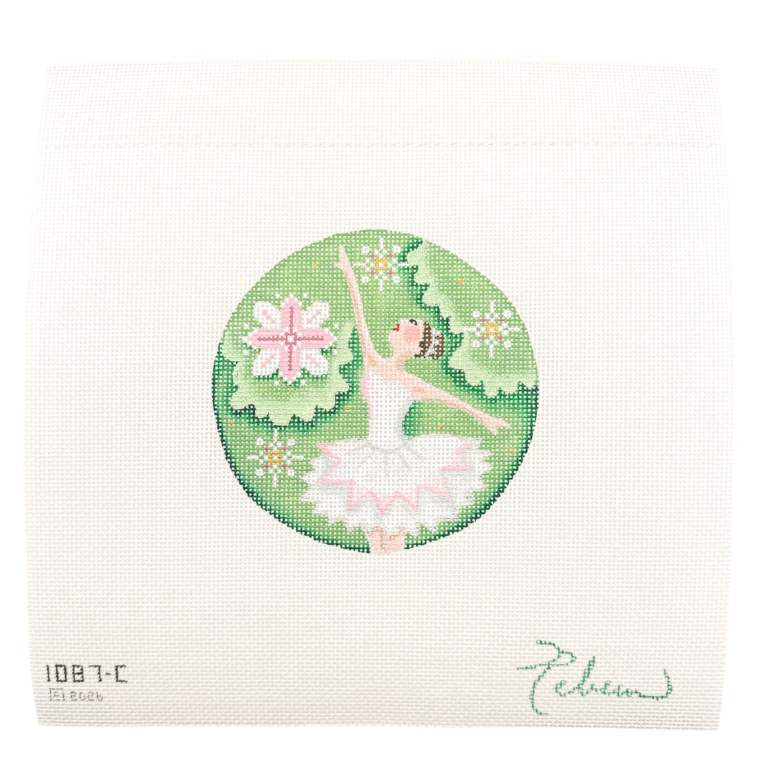 Snow Queen needlepoint canvas by Rebecca Wood, 18 mesh

4" round
