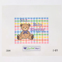 Gingham Baby Sleeping with Bear