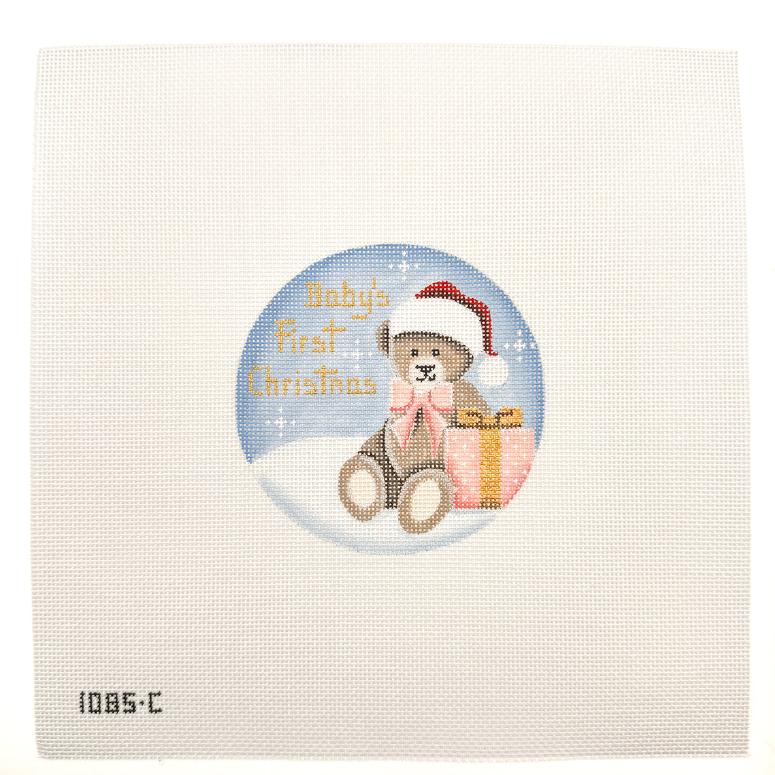 Babies First, Girl’s Teddy needlepoint canvas by Rebecca Wood, 18 mesh

4" round