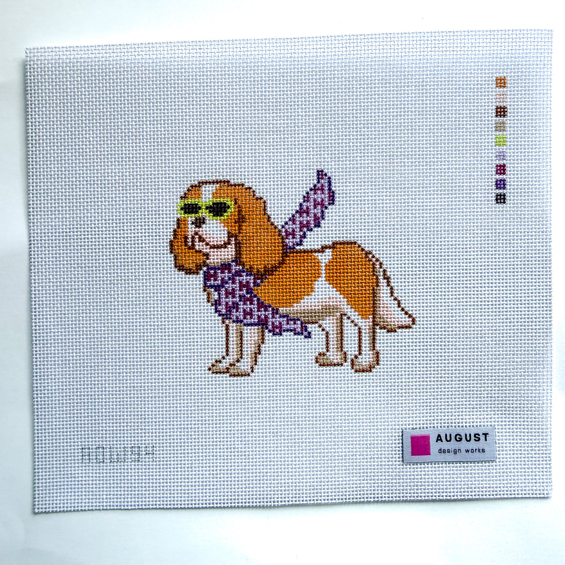 Bougie Cavalier King Charles needlepoint canvas by August Design Works, 18 mesh 

4" x 3.25"