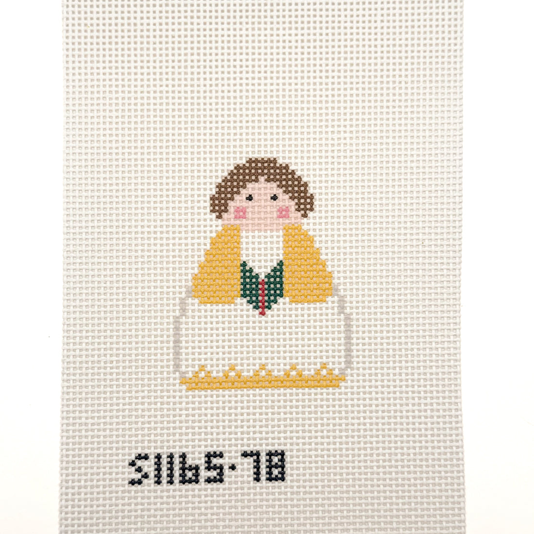 Yellow Choir Angel needlepoint canvas by KCN, 13 mesh 
2 1/4" X 3"