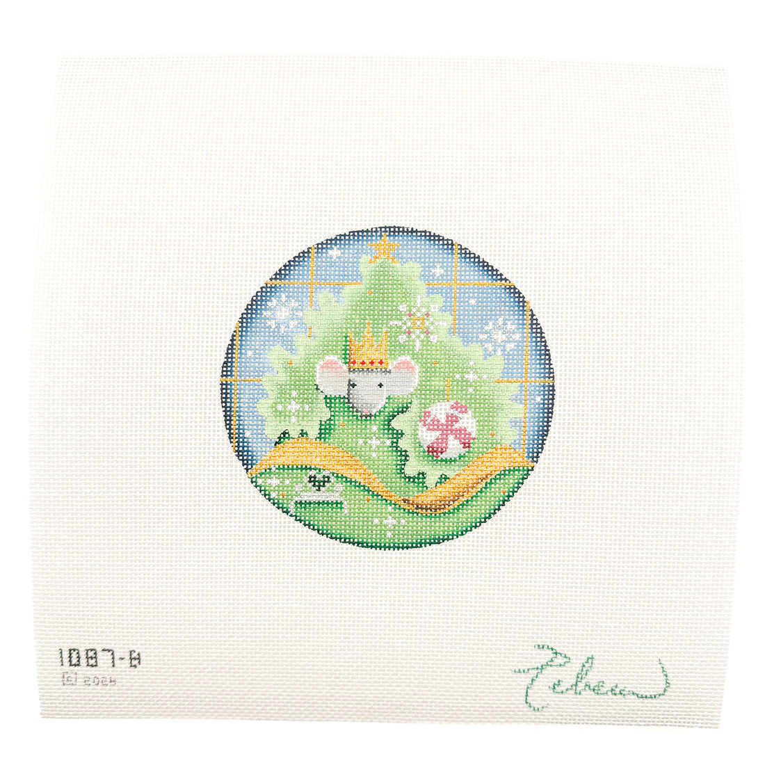Mouse King Tree needlepoint canvas by Rebecca Wood, 18 mesh

4" round
