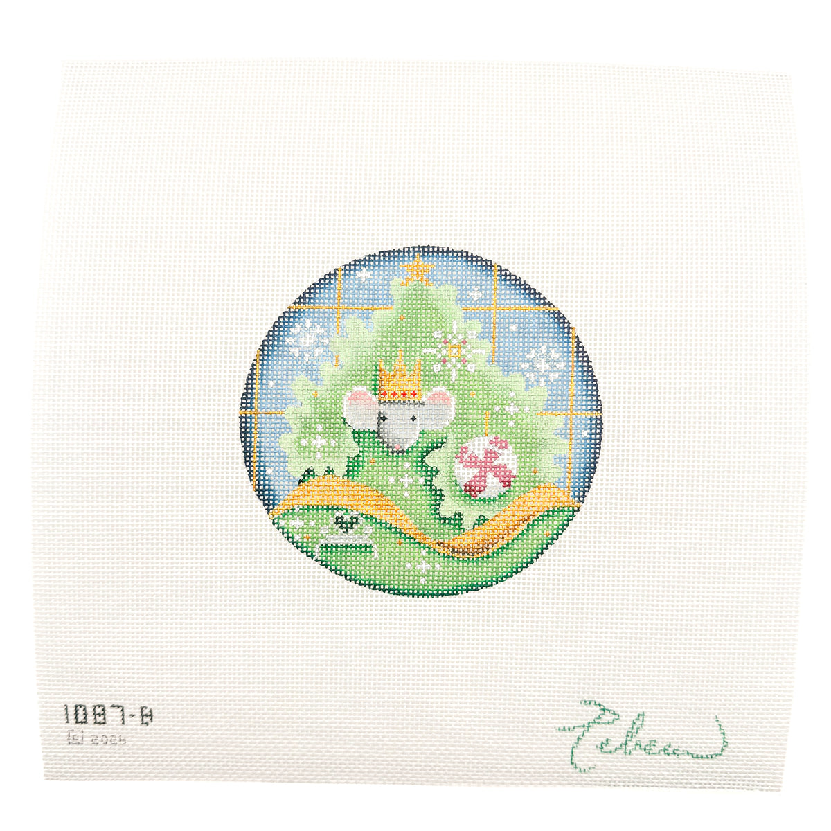 Mouse King Tree needlepoint canvas by Rebecca Wood, 18 mesh

4" round