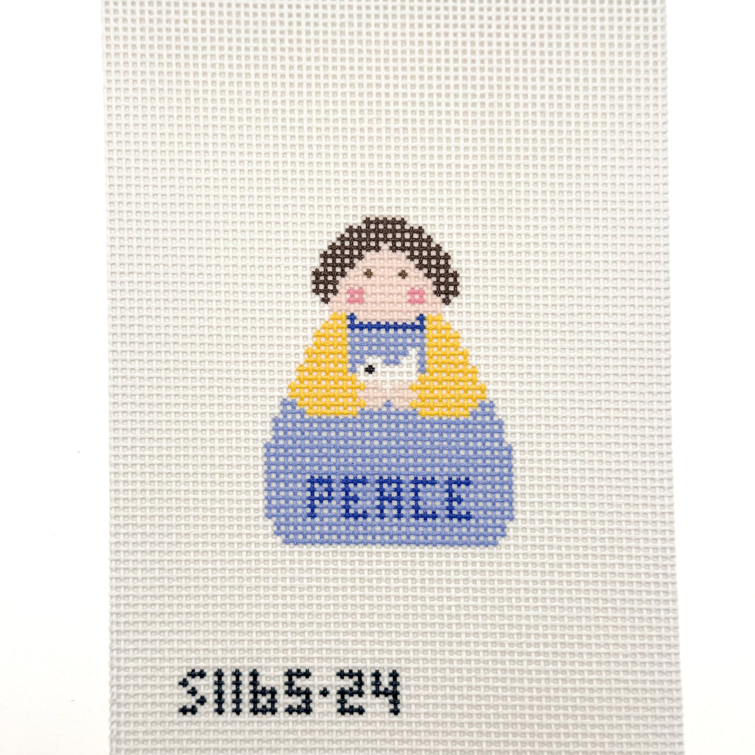 Peace Angel needlepoint canvas by KCN, 13 mesh 
2 1/4" X 3"