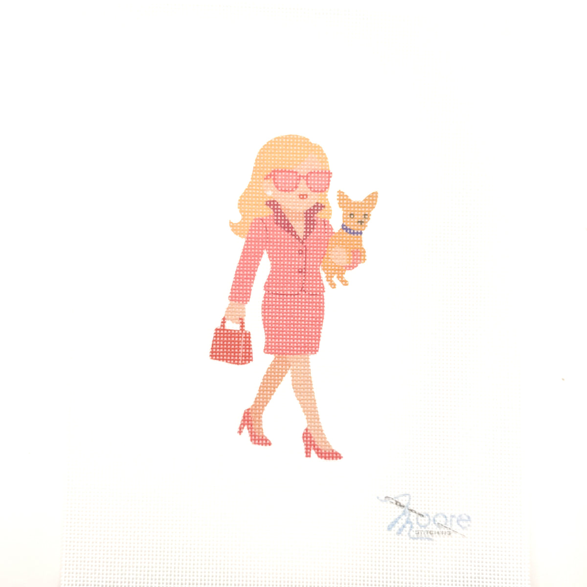 Elle Woods needlepoint canvas by Moore Stitching, 18 mesh

Approx 3" x 5"