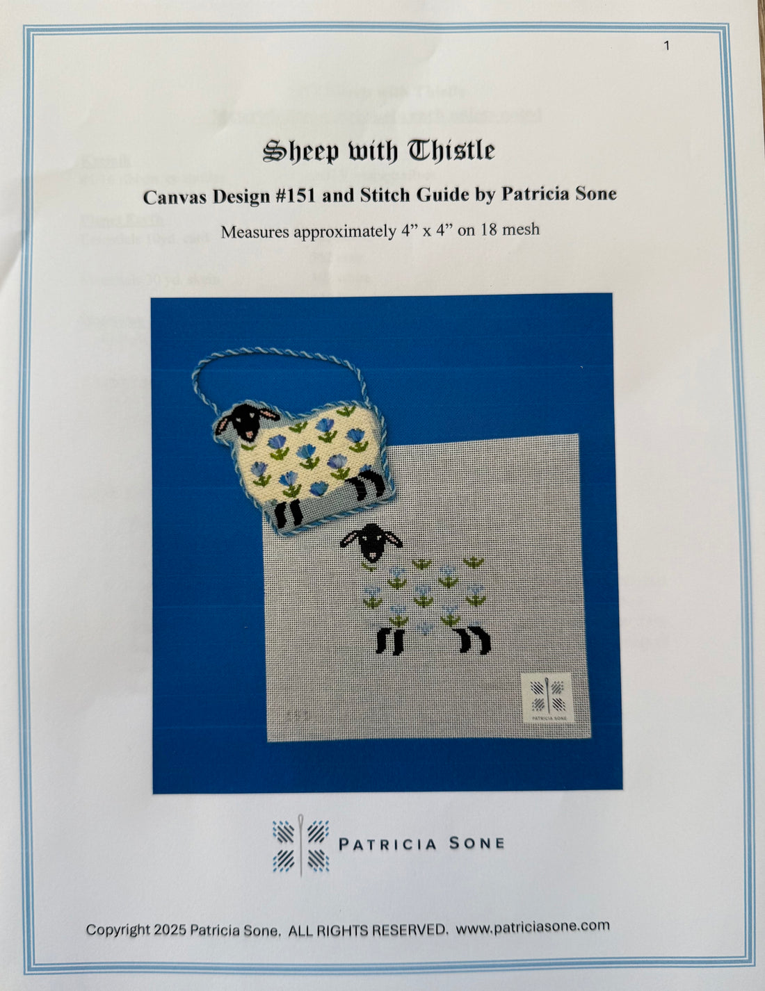 Sheep with Thistle with stitch guide