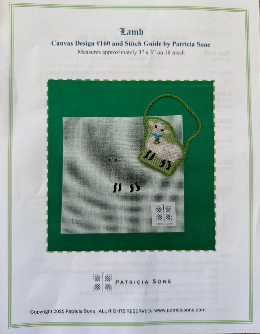 Lamb with stitch guide