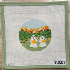 ghosts picking pumpkins