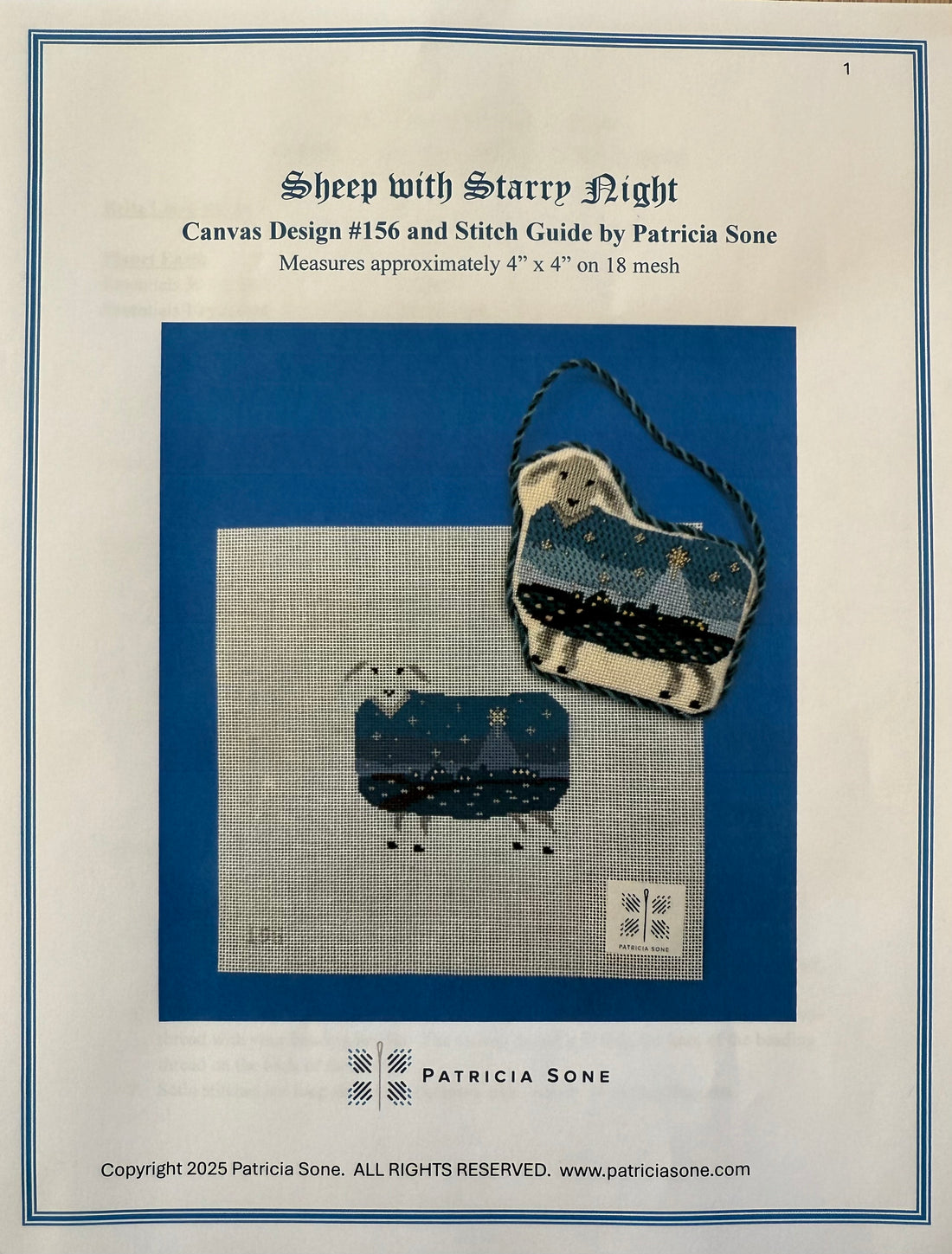 Sheep with starry night with stitch guide