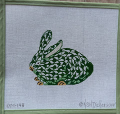 Mini H inspired bunny emerald & gold