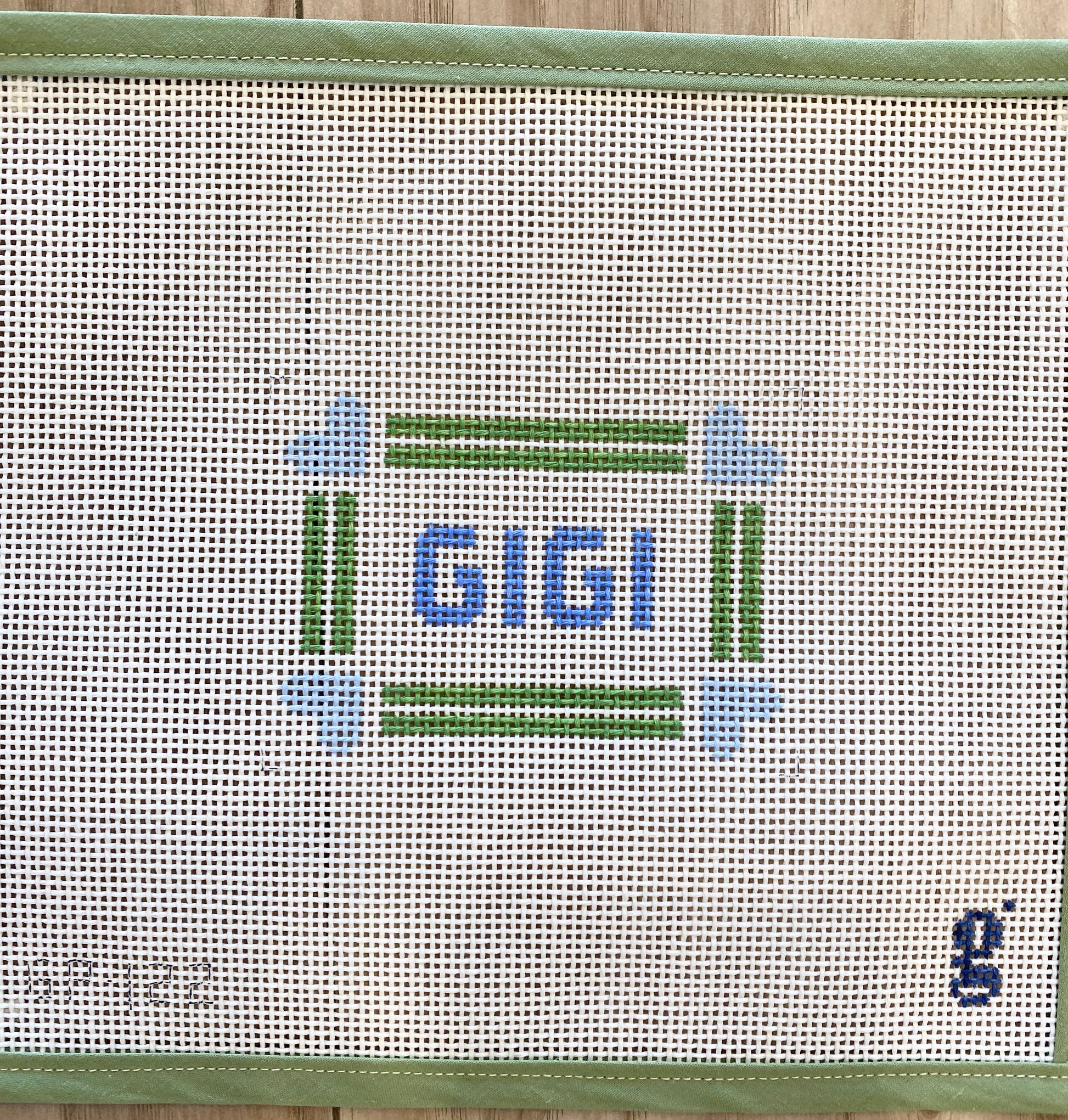Gigi mini sign needlepoint canvas by Goodpoint, 13 meshÂ 
3.8x2.6