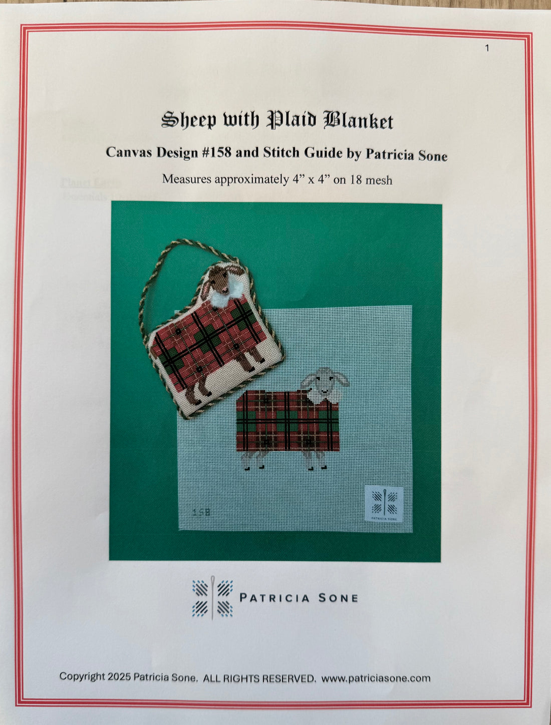 Sheep with Plaid with stitch guide