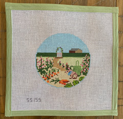 Bunny in garden with stitch guide