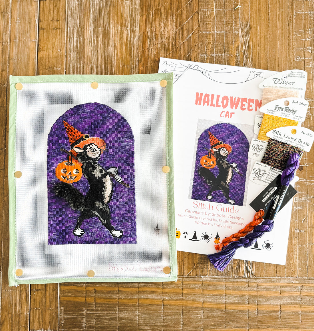 Halloween Cat with stitch guide and threads