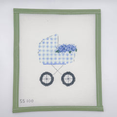 Baby Carriage, Blue Gingham with stitch guide
